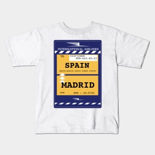 Spain, Madrid Plane ticket Kids T-Shirt